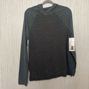 NWT Threads 4 Thought Men’s Size Small Gray And Green Hooded Long sleeve Tee
